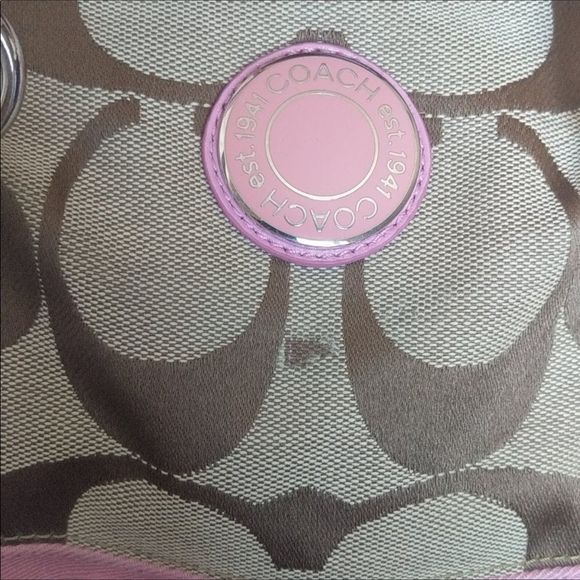 COACH Signature C Print Punk Leather Trim Handbag - Picture 2 of 8